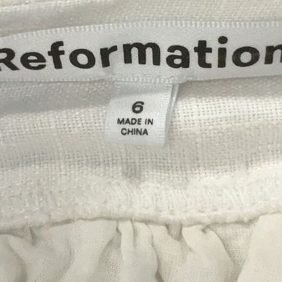 Reformation Irwin linen Puff Sleeve Mini Dress White Size 6 - Picture 6 of 9